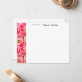 ピンク色のチューリップお洒落ノートカード ノートカード (正面/裏面インサイチュ)