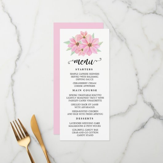 ピンク色のチューリップ結婚ズ メニュー (正面/裏面インサイチュ)