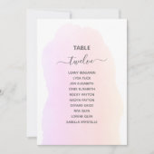 ピンク色のテーブル番号座席表 招待状 (正面)