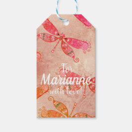 ピンク色のトンボ ギフトタグ