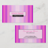 ピンク色のトーンのストライプ 名刺 (正面/裏面)