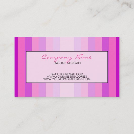 ピンク色のトーンのストライプ 名刺 (裏面)