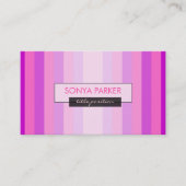 ピンク色のトーンのストライプ 名刺 (正面)