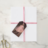 ピンク色のドレスを着た少女ダンサー ギフトタグ (より糸付き)