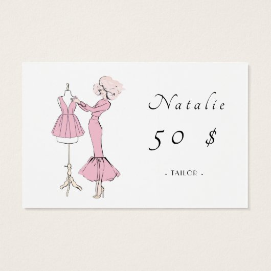 ピンク色のドレスを着てマネキンのドレスを着た少女 (裏面)