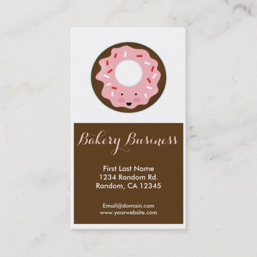 ピンク色のドーナツカスタムのベーカリーの名刺 名刺 (正面)