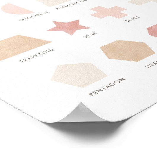 ピンク色のニュートラルシェイプ教育教室の装飾 ポスター (角)