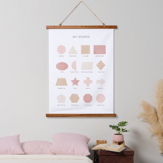ピンク色のニュートラルシェイプ教育教室の装飾 吊り下げ型タペストリー (寝室)
