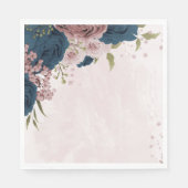 ピンク色のネイビーブルーの花の植物性結婚の スタンダードランチョンナプキン (正面)