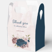 ピンク色のネイビーブルー結婚の花 フェイバーボックス (見開き)