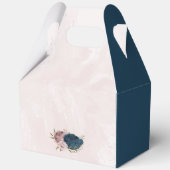 ピンク色のネイビーブルー結婚の花 フェイバーボックス (裏面)