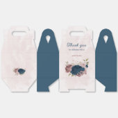 ピンク色のネイビーブルー結婚の花 フェイバーボックス (見開き)