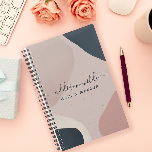 ピンク色のネイビーモダンル抽象芸術形状ニュートラル プランナー手帳