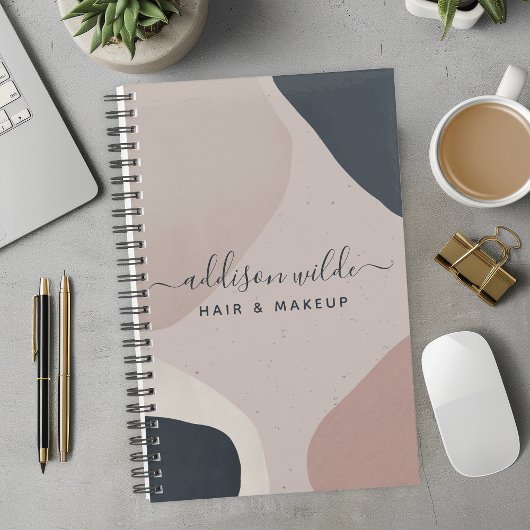 ピンク色のネイビーモダンル抽象芸術形状ニュートラル プランナー手帳