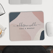 ピンク色のネイビーモダンル抽象芸術形状ニュートラル マウスパッド