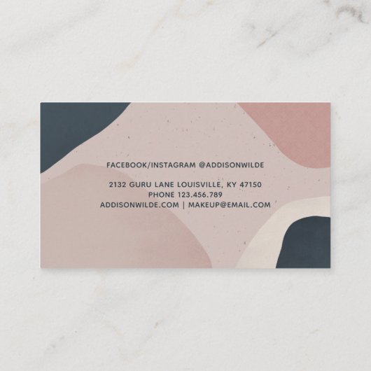 ピンク色のネイビーモダンル抽象芸術形状ニュートラル 予約カード (裏面)