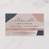 ピンク色のネイビーモダンル抽象芸術形状ニュートラル 予約カード (正面)