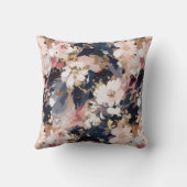 ピンク色のネイビー絵画抽象芸術の花柄 クッション (裏面)