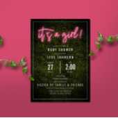 ピンク色のネオンボクウッドの赤ちゃんシャワーだ 招待状