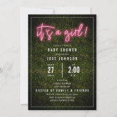 ピンク色のネオンボクウッドの赤ちゃんシャワーだ 招待状 (正面)