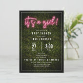 ピンク色のネオンボクウッドの赤ちゃんシャワーだ 招待状 (スタンド正面)