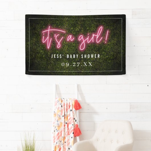 ピンク色のネオンボクウッドの赤ちゃんシャワーだ 横断幕 (インサイチュ)