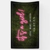 ピンク色のネオンボクウッドの赤ちゃんシャワーだ 横断幕 (縦)