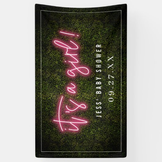 ピンク色のネオンボクウッドの赤ちゃんシャワーだ 横断幕 (縦)