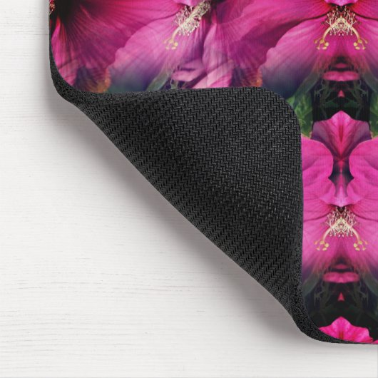 ピンク色のハイビスカスの花が増パーソナライズされた加 マウスパッド (コーナー)