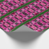 ピンク色のハイビスカスの花が増パーソナライズされた加 ラッピングペーパー (角)