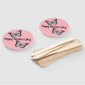 ピンク色のハッピーマザーの日に蝶 ハンドファン (組立なし)