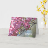 ピンク色のハナミズキの花 カード (黄色い花)