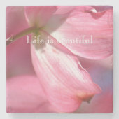 ピンク色のハナミズキの花 ストーンコースター (正面)