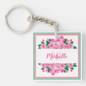ピンク色のハナミズキパーソナライズされた- キーホルダー (正面)