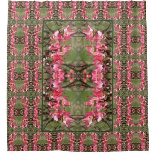 ピンク色のハナミズキ絵画の花の抽象芸術 シャワーカーテン (正面)