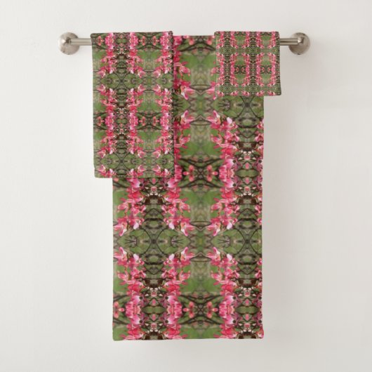 ピンク色のハナミズキ絵画の花の抽象芸術 バスタオルセット (インサイチュ)