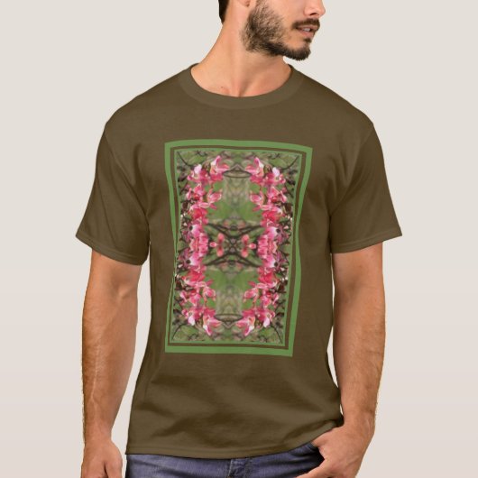 ピンク色のハナミズキ絵画の花の抽象芸術 Tシャツ (正面)