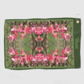 ピンク色のハナミズキ絵画の花パーソナライズされた咲き ゴルフタオル (横)