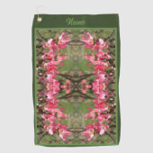 ピンク色のハナミズキ絵画の花パーソナライズされた咲き ゴルフタオル (正面)