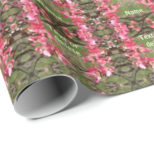ピンク色のハナミズキ絵画の花パーソナライズされた咲き ラッピングペーパー (ロールコーナー)