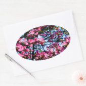 ピンク色のハナミズキ 楕円形シール (封筒)