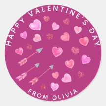 ピンク色のハートと矢印バレンタインデー