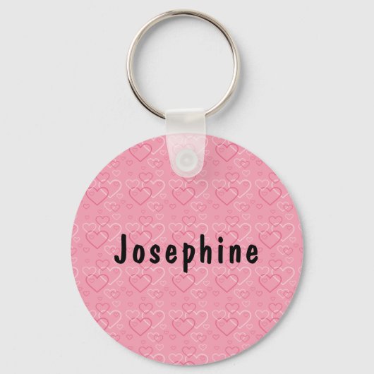 ピンク色のハートにソフトコートのホイアテンテリアの頭 キーホルダー (裏面)