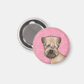 ピンク色のハートにソフトコートのホイアテンテリアの頭 マグネット (正面/裏面)