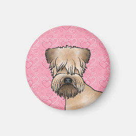 ピンク色のハートにソフトコートのホイアテンテリアの頭 マグネット