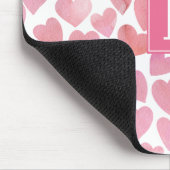 ピンク色のハートパターン マウスパッド (コーナー)
