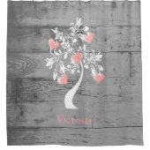 ピンク色のハートパーソナライズされたシャワーカーテン シャワーカーテン (正面)