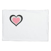 ピンク色のハート付き白色の標準ピラロケースセット 枕カバー (裏面-左)