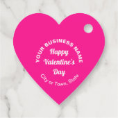 ピンク色のハート図形にバレンタインの挨拶 フェイバータグ (裏面)