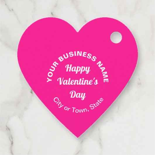 ピンク色のハート図形にバレンタインの挨拶 フェイバータグ (裏面)